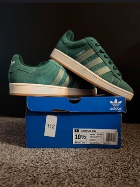adidas Campus Suede Sneakers in Green with Cream Stripes